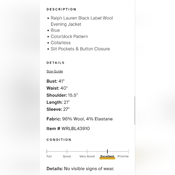 Ralph Lauren Black Label Blazer Jacket, XL, Size 12 - Picture 8 of 12